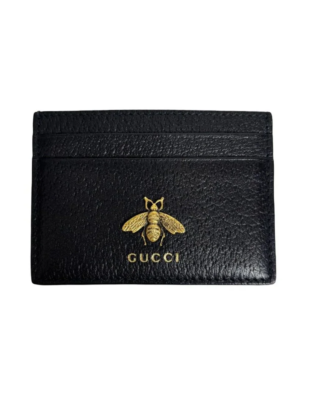 Gucci Card Case Animalier Bee Leather Black Bee - Picture 2 of 10